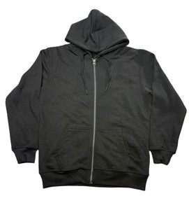 Sweat-shirt à capuche unisexe léger noir à fermeture éclair intégrale, coupe classique, en molleton de coton, couleur unie, design zippé - Product Image 3