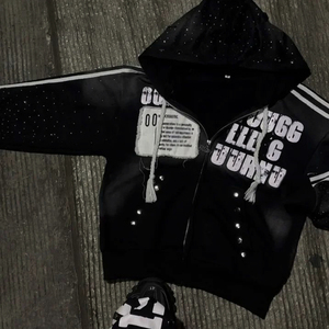 Sudadera con Capucha de Forro Polar con Pedrería, Estilo Vintage, Clásica, con Logo Personalizado, Ecológica, 100% Algodón, Práctica para Invierno, para Hombre - Product Image 3