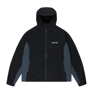Veste coupe-vent pour homme à capuche, couleur orange personnalisée, imperméable, ajustement réglable, vêtements de randonnée avec poches zippées - Product Image 1