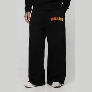 Pantalon de jogging pour homme, coupe droite ample, couleur unie, en molleton 500 g/m², avec broderie personnalisée et effet gonflé - Product Image 1