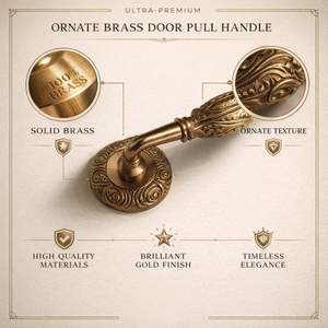 Manija de Puerta Arcturus de Lujo en Latón Sólido de 12 Pulgadas |   Diseño Moderno con Detalles Artísticos Grabados para Puertas Premium de Hotel - Product Image 5