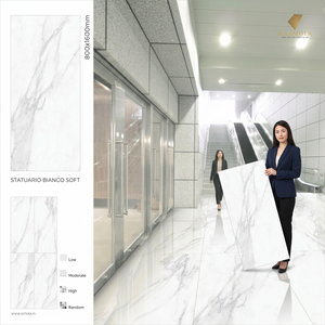 Carreaux de sol et de mur en porcelaine émaillée polie Roman Silver 800x1600mm, design grand format premium - Product Image 3