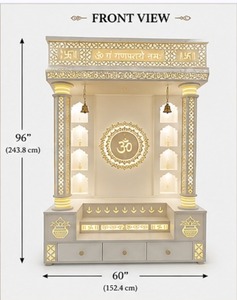 Elegant Traditional Home Temple with Carved Pillars and Om Engraving Teak Wood Pooja <b>Mandir</b> Durable Handcrafted USA Sale - Product Image 5