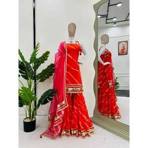 Magnifique ensemble haut-bas et dupatta à imprimé numérique avec bordure en dentelle pour les fêtes indiennes et pakistanaises - Product Image 3