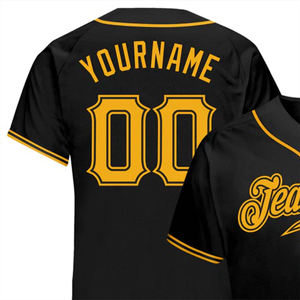 Index Apparel Custom <b>Baseball</b> Jersey Men's Black Gold Sublimated Team Name Number Short Sleeve Moisture Wicking Sportswear - Product Image 5