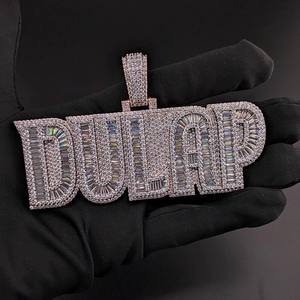 Colgante Personalizado de Plata de Ley 925 con Moissanita y Diamantes, Estilo Hip Hop, con Nombre, para Hombre - Product Image 5