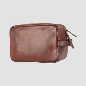 Genuine Leather Travel Toiletry Bag Zipper Crossbody <b>Pouch</b> Vintage Shoulder Cosmetic Bag for <b>Work</b> and School - Product Image 2