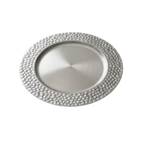 Assiette de service alimentaire en argent martelé, assiette de présentation pour service de dîner, organisateur de mariage, vaisselle pour traiteur et événements - Product Image 5