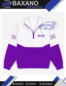 Sweat-shirt à demi-zip NCV Sorority pour femme, violet et blanc, avec poches, coupe classique, collection automne - Product Image 4