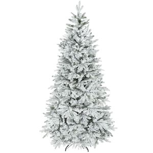 7.5 ft Full Spruce Hinged Christmas <b>Tree</b> Easy Assembly with Realistic Frosted Artificial <b>Branches</b> Xmas Decoration - Product Image 1