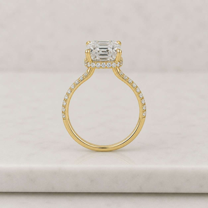 Anillo de compromiso con diamante talla Asscher para mujer, oro amarillo, diamante cultivado en laboratorio, estilo de lujo, certificado IGI - Product Image 4