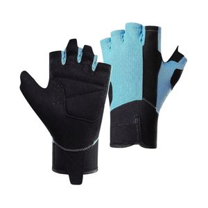 Gants de fitness bleu clair mi-doigts respirants et légers pour la musculation, avec protection rembourrée de la paume, unisexe, pour l'entraînement en salle de sport - Product Image 2