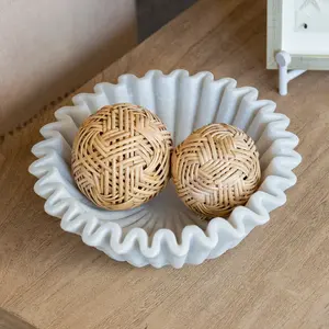 Bol en marbre moderne en forme de fleur, fait main, pour tables basses, comptoirs de réception et villas de luxe - Product Image 4