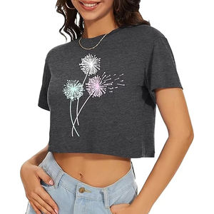 Camisetas Personalizadas para Mujer, Diseño con Estampado, Precio al por Mayor, Camiseta Corta, 100% Algodón, Tejido de Punto, Camiseta Holgada para Mujer - Product Image 3