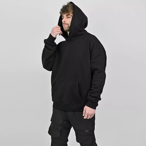 Sweat à capuche personnalisé pour homme, 100 % coton tricoté, épais, uni, coupe oversize, écoresponsable, pour le jogging, épaules tombantes, 3D - Product Image 3