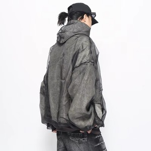 Sudadera con capucha de algodón desgastado para hombre - Estilo urbano, de felpa, oversize, pesada, vintage, con bolsillo canguro - Product Image 2
