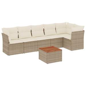 Conjunto de Muebles de Jardín de 7 Piezas, Modular, de Ratán Sintético PE Beige, con Estilo Exquisito - Product Image 2