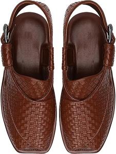 Sandalias Peshawari Chappal Afgano-Pakistaní Hechas a Mano para Hombre, Parte Superior de PVC Transpirable, Zapatos Planos Khussa Kheri, Sandalias Captain Chappals - Product Image 4