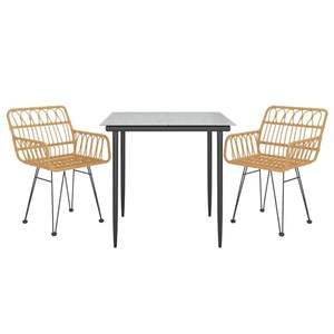 Ensemble de salle à manger de jardin en acier noir et verre trempé avec polyéthylène, expérience de repas élégante en plein air - Product Image 3