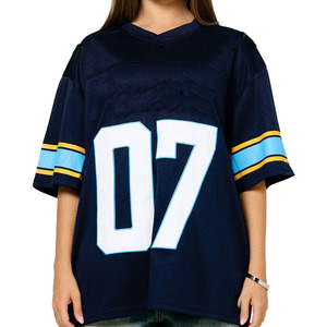 Maillot de football américain unisexe style streetwear bleu et noir, coupe oversize, respirant, en polyester, pour entraînement d'équipe, personnalisable USA - Product Image 5