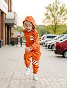 Ensemble de survêtement pour enfants en coton imprimé délavé, respirant, doux et confortable, idéal pour le quotidien - Product Image 3