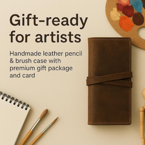 Leather Artist <b>Roll</b> Pencil <b>Roll</b> Case Leather Brush <b>Roll</b> Leather Pencil Holder Artist <b>Tool</b> <b>Roll</b> Paint Brush Holder - Product Image 4