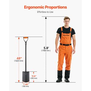 Pelle carrée robuste de 48 pouces avec lame en acier allié et poignée en D antidérapante, pelle de transfert facilement détachable - Product Image 3