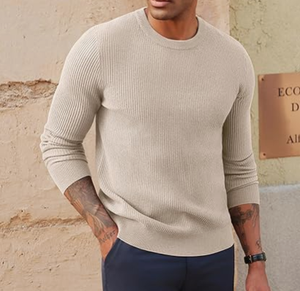 Mens Crewneck Sweatshirts Regular Fit Lightweight Knit Pullover 100% Cotton <b>Winter</b> Digital Printing for Casual - Product Image 4