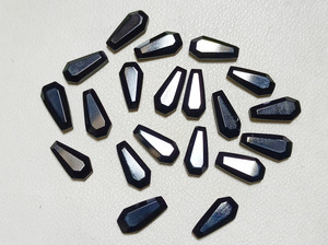 Obsidiana Negra Natural en Forma de Ataúd, Cabujón Facetado, Piedra Suelta con Reverso Plano, Gema para Fabricación de Joyas, Colgantes y Suministros de Artesanía - Product Image 3