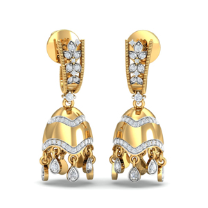 Pendientes de lujo en forma de campana de oro amarillo con diamante talla pera para mujer, joyería de boda - Product Image 3