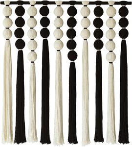 Large Macrame <b>Wall</b> Hanging Macrame <b>Wall</b> <b>Decor</b> Black and White Sphericity Cotton Textile <b>Wall</b> Hanging - Product Image 3