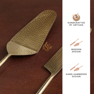 Ensemble de spatules à gâteau en métal de style classique avec design martelé, couteau à dessert et pelle à tarte pour mariage, vaisselle au design intemporel - Product Image 3