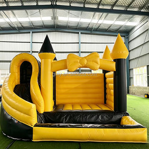 <span class=keywords><strong>Alquiler</strong></span> de Castillos Inflables Comerciales para Fiestas, Casa de Juegos Inflable Negra y Amarilla con Tobogán - Product Image 4