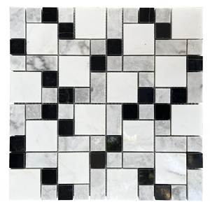 Square Light Grey Marble <b>Mosaic</b> Tile Matte Surface Water Resistant Eco-Friendly 8mm Thick 5 Year Warranty Modern Interior Wall - Product Image 5