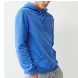 Sweat-shirt à capuche bleu pour homme, coupe classique, couleur unie, décontracté, 100% coton, molleton français, pull à capuche pour homme et femme - Product Image 1