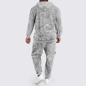 Ensemble de survêtement à capuche pour homme en coton 100% uni, délavé à l'acide, streetwear, grande taille, écologique - Product Image 2