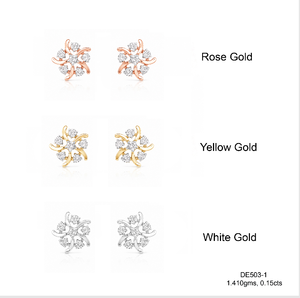 Boucles d'oreilles en diamant cultivé en laboratoire, or rose 14 carats, certifiées IGI, écologiques, luxueuses, élégantes, pour tous les jours - Product Image 3