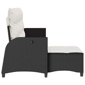 Canapé de jardin inclinable en rotin PE noir - Product Image 6