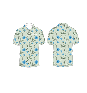 Polo Azul Floral Personalizado, Transpirable y Ligero, Ropa Deportiva para Golf, Manga Corta, Sublimación, Prenda Botánica - Product Image 1