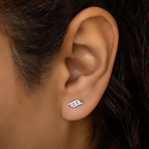Pendientes de Barra con Diamantes Cultivados en Laboratorio en Oro Sólido de 14K, Pendientes de Diamantes Minimalistas para Mujer, Idea de Regalo de Joyería Fina Moderna - Product Image 6