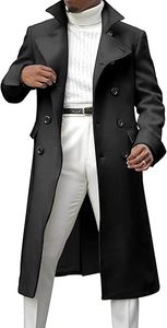 Manteau long élégant pour homme à double boutonnage, léger et résistant à l'eau, pour l'hiver, idéal pour les occasions formelles et le style décontracté - Product Image 4