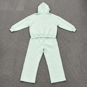 ชุดวอร์มฮู้ดดี้และกางเกงขายาวผ้าฝ้ายผสมโพลีเอสเตอร์ ชุดฮู้ดดี้และกางเกงจ็อกเกอร์ ระบายอากาศได้ดี เหมาะสำหรับออกกำลังกาย - Product Image 3