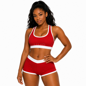 Conjunto Deportivo Ligero HMR Sisterhood Sorority, Sujetador Deportivo y Pantalones Cortos de Cintura Alta, Ropa Deportiva Transpirable y Elástica, Conjunto de 2 Piezas - Product Image 1