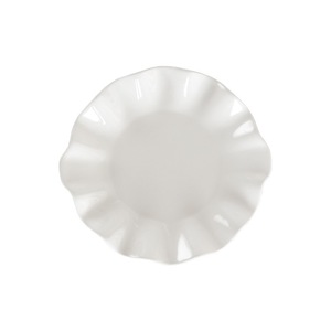 Juego de vajilla de porcelana blanca brillante con forma de hoja de loto, platos redondos con borde ondulado en relieve, apto para lavavajillas y microondas, para uso diario. - Product Image 2