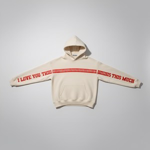 Sweat-shirt personnalisé avec logo brodé et slogan imprimé 'Je t'aime autant', sweat-shirt à col rond en coton unisexe, vente en gros, ODM - Product Image 4