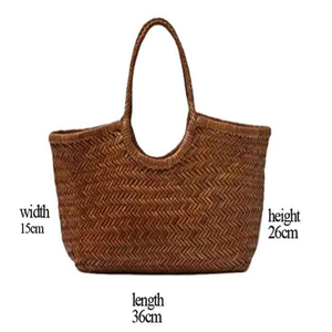 Bolso de Hombro de Mujer en Forma de U, Tejido en Cuero, Ligero, Gran Capacidad, Abierto por Arriba, Casual, para Uso Diario, Viajes y Playa - Product Image 1