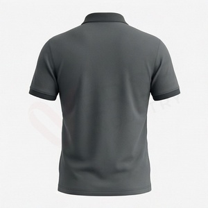 Polo à manches courtes gris foncé pour homme avec poche poitrine, design uni tricoté décontracté, coupe classique - Product Image 2