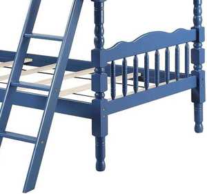 Lit superposé double en pin massif sculpté de style classique TNT, durable, avec échelle et barrière de sécurité, design traditionnel, pieds bleus, Binh Duong - Product Image 2