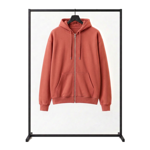 Tall <b>Longline</b> Full <b>Zip</b> Fleece <b>Hoodie</b> Extended Hem Streetwear Sweatshirt Blank Solid Color Drop Shoulder Cotton Coat - Product Image 4