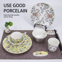Yurtrain luxe européen Vintage mariage assiette ensemble Durable porcelaine os chine céramique plante motif durable